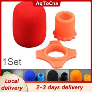 [COD] AqToCna Ship within 24 hours Microphone Anti-Roll Anti Skid Case with Microphone Sponge Cover Set Mic Protection Silicone Ring Bottom Rod Sleeve Holder