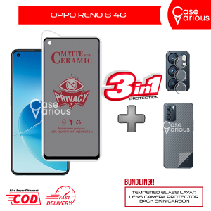 Tempered Glass Oppo Reno 6 4G Anti Gores Spy Matte Privacy Free Camera Lesn dan Skin Carbon