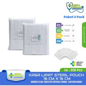 Paket 2 Pack Kasa Lipat Medis Kain Perban Luka 16cm x 16cm Isi 200 Pcs