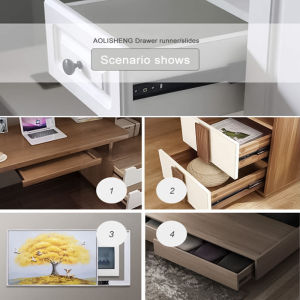 In Stock: Thickened Cold-Rolled Steel Damping Buffer Drawer Slide Silent Hydraulic Rebound Guide Rail Pull-Out Three-Section Track