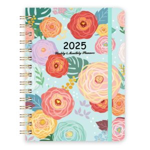 MIRACLE HOME STORE Diary Weekly Planner 2025 Agenda Planner Notebook Loose-leaf  Coil Planner Organizer Flowers Diary Notebook Creative 365 Days A5  Schedules Calendar Notepad Students