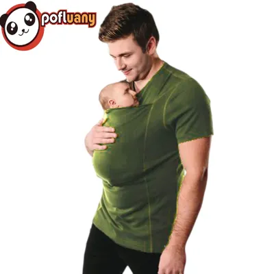 Childrenworld Men Cotton Blend T-shirt Dad Baby Wearing T-shirt Men’s Cotton Blend V-neck Baby Carrier Shirt – Short Sleeve Dad Tee for Comfortable Baby Wearing and Parenting Care Perfect for Parents
