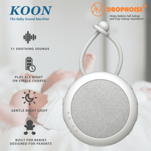 Dropnoise Koon Portable White Noise Machine for Baby with Night Light - Wireless Sleep Sound Machine with 11 Soothing Sounds Soft Amber Light Auto-Off Timer Volume Control more than 20hr Rechargeable Battery