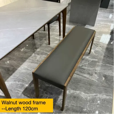 Modern Dining Bench PU Leather Seat | Solid Wood Dining Bench | Metal Frame Dining Bench | Dining Room Seating Bench