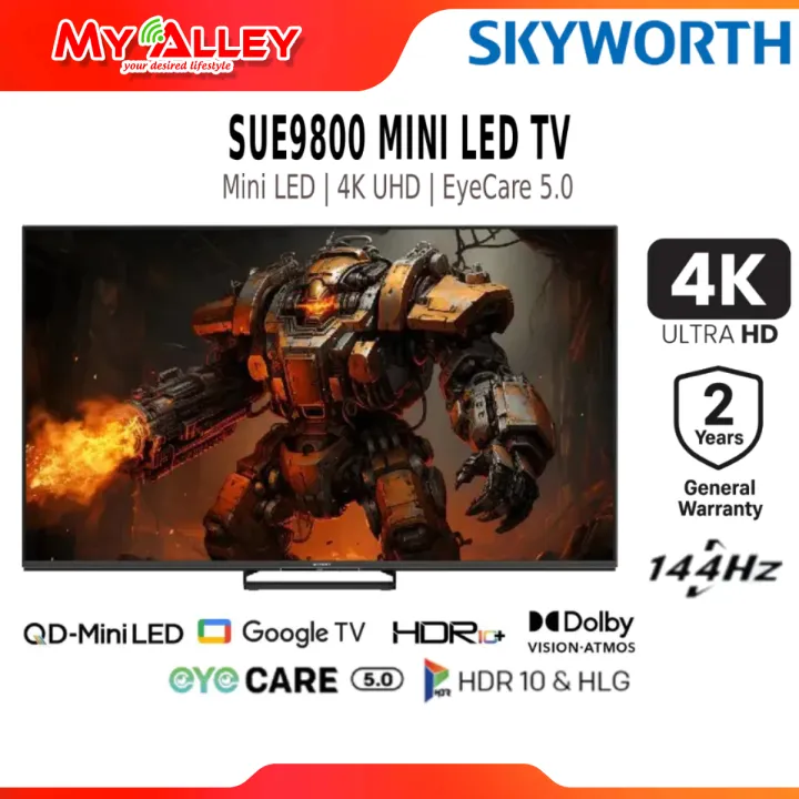 [Free Delivery] Skyworth SUE9800 QD Mini LED Smart Google 4K UHD TV | 144hz Gaming | QLED+ | Dolby ATMOS | HDR10+