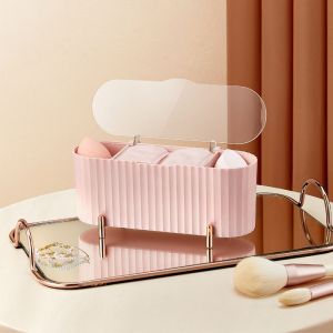 Tempat Penyimpanan Kosmetik 3 Sekat Kotak Organizer Dengan Penutup Transparan