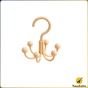 Naukaha Rotatable 6-Claw Multi-Functional Wardrobe Hook Storage Hanger for Bra Suspenders Hats Belts 1Pc