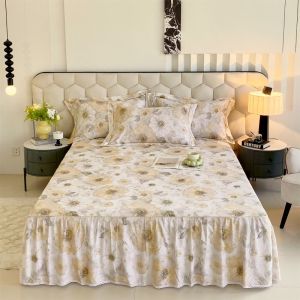 Dansunreve 1000TC Cotton Bed Skirt Soft Breathable Korea Style Bedskirt Ruffle Lace Bedspread 45cm Height Bed Cover
