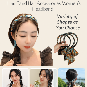 Retro Chain Headband Hair Band Vintage Bow Ribbon Headband Ribbon Braided Bow Knot Hair Hoop Ribbon Headdress Hair Accessories
