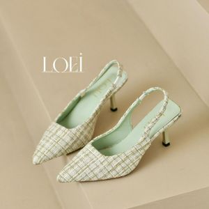 LOEI Kezia Tweed High Heels Wanita Sepatu Hak Tinggi Pesta 8283