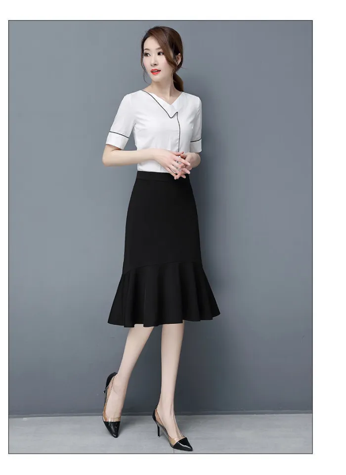 Fishtail Skirt Women s 2022 Spring and Summer New High Waist Thin Fashion A line Skirt Mid length Slim Ruffle Skirt Lazada PH