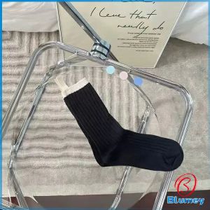 Blumey ถุงเท้ากีฬา สีคลาสสิค ยืดหยุ่น ข้อยาว ผ้าฝ้าย  womens socks