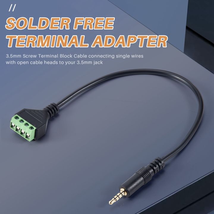 3.5mm Screw Terminal Adapter Speaker Cable 4-Core Stereo TRRS Male Hole ...