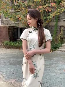 Sườn Xám Cách Tân Dáng Dài Vừa Thời Trang Mùa Xuân 2023 Cho Nữ#X0624