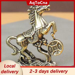 [COD] AqToCna Ship within 24 hours Brass Horse Step On Coins Lucky Statue Feng Shui Desk Miniatures Pure Copper Crafts Collections Chinese Home Office Figurines
