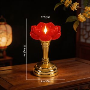 MUSASI Lâu dài Đèn LED hình hoa sen. Không có ngọn lửa Thanh lịch Đèn trang trí đền thờ Thánh An toàn Đèn nến LED Lời cầu nguyện