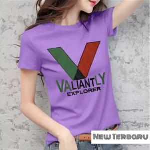 BAYAR DI TEMPAT(COD)-Kaos Oblong Wanita Valiantly 0062 Distro Cewek Atasan Kekinian Murah Lengan Pendek Tumblr Tee Casual T-shirt Cotton Combed Tshirt Pakaian Olahraga Santai Remaja Dewasa Abg