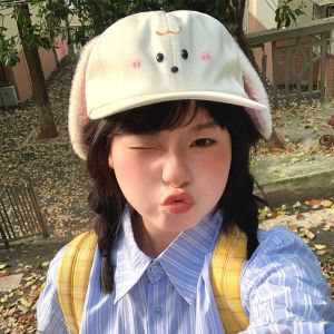 NBANLIKE Cute Baseball Cap Y2k Plush Rabbit Ear Peaked Cap Trendy Casual Sunscreen Hat Girls