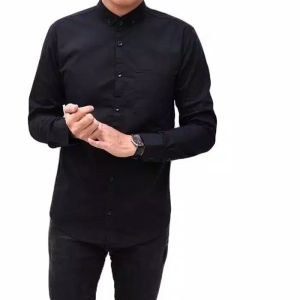 Kemeja Polos Hitam Marun Biru Lengan Panjang Pria Kasual  Kantoran  Kuliah Bahan Katun Premium Best Quality