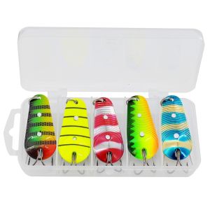 NEXTYOO 5pcs/Box Chiều dài 5cm Mồi câu  loại Trọng lượng 14g Bộ 5 hộp Mồi câu dạng thìa Bền bỉ Vật liệu sắt Mồi câu cứng Câu cá nước mặn