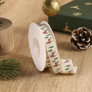 WENKEN 10 thước Ruy băng Giáng sinh Họa tiết Giáng sinh Vải pha cotton Ruy băng cotton Giáng sinh Nhiều mẫu mã Tự làm đồ thủ công Dây ruy băng trang trí Giáng sinh Làm vòng hoa