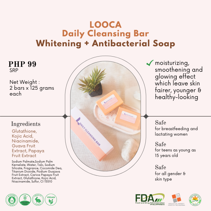 Looca Daily Cleansing Bar - Anti-Bacterial and Whitening - safe for pregnant & lactating women - Risabella's Online Shop | Lazada PH Looca Daily Cleansing Bar - Anti-Bacterial and Whitening - safe for pregnant & lactating women - Risabella's Online Shop | Lazada PH