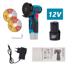 MANSOON Penggiling Sudut Listrik 12V 3" Mesin Penggiling Isi Ulang untuk Pemotongan Poles Motor Sikat Ubin Kayu Batu Baja