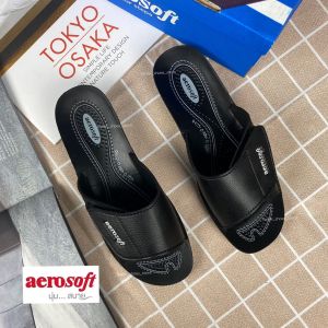 รองเท้าแตะสวมผู้หญิง 2102 สีดำ รูปทรงเสียง สินค้าพร้อมส่ง อาหารผลิตภัณฑ์ AeroSoft