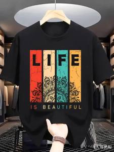 MenS Summer Fashion Short-Sleeved T-Shirt Letter Print Round Neck Suitable For Spring Summer And Autumn.The Fabric Is Light And Comfortable Machine Washable