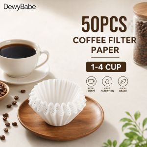 Coffee Filter Paper 50pcs Bowl Shape Drip Filter 1 4 Cup V60 Style Unbleached Disposable Pour Over
