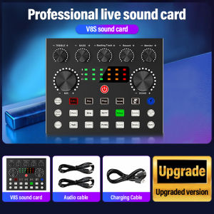 Koorfly V8S Sound Card With Bluetooth function Sound Mixer Live Singing Equipment Audio Mixer Streaming 9 Sound Effects