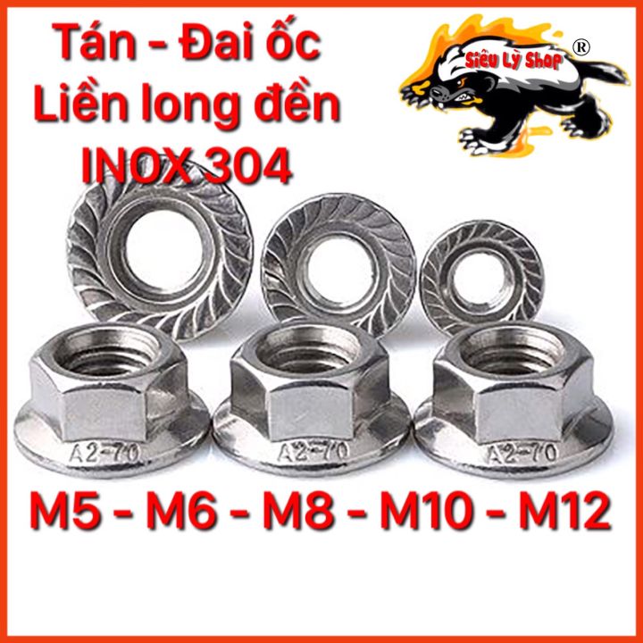 [Set 10con] Đai ốc - Tán liền long Đền INOX 304 M5 - M6 - M8 - M10 ...
