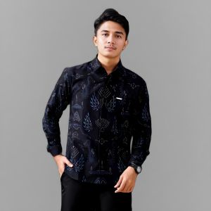 KEMEJA BATIK PRIA LENGAN PANJANG MOTIF MAHESA MERAH ATASAN COWOK SLIMFIT TRENDY MASAKINI CASUAL ELEGANT