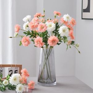 PURETEN 54CM Artificial Silk Flowers Artificial Silk 4 Heads Design Chrysanthemum Arrangement Home Garden Bridal Bouquet Faux Flowers Bouquet Home Decor