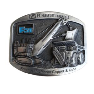 Pewterland Belt Buckle Mining Freeport Kepala Sabuk Tambang Bahan Logam Timah Ikat Pinggang Kulit