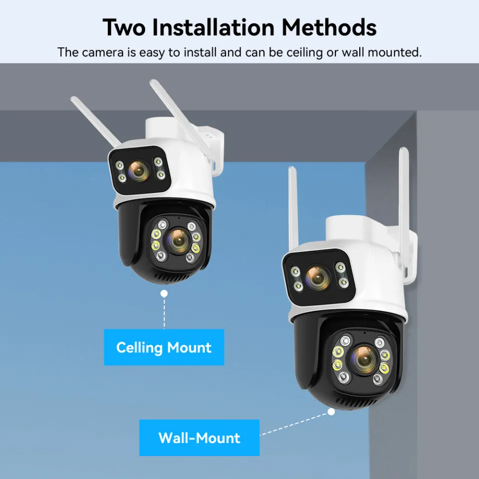 Hamrol 8MP 4K POE NVR Dual Lens PTZ POE Camera System Color Night
