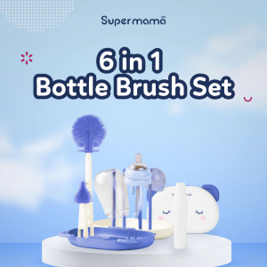 SUPERMAMA LAB 6 IN 1 PORTABLE BABY BOTTLE BRUSH SET - SIKAT BOTOL BAYI