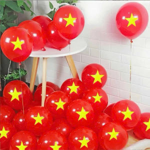 Bóng trái tim đỏ sao vàng trang trí 30/4 2/9 trang trí quốc khánh