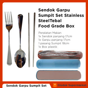 Sendok Garpu Sumpit Set Stainless Steel Tebal Food Grade Box