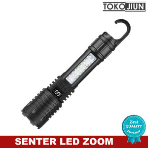 Senter LED Multifungsi Flashlight Bisa Zoom Lampu Lentera Samping