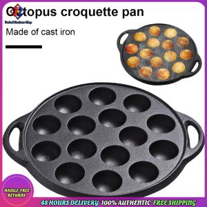 Vodool Iron Octopuses Meat Balls 15 Compartment Holes Nonstick Takoyaki Grill Pan Plate Octopus Ball Maker for Baking Cooking