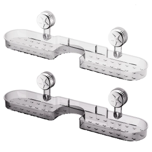 Sponge Holder Clear Suction Cup Storage Rack for Shampoo and Bathtub Accessories Wall Mounted Bathroom Faucet Shelf
