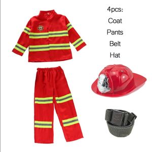 Kids Sam Fireman Costume Uniform Cosplay Children Clothing Boy Girl Party
