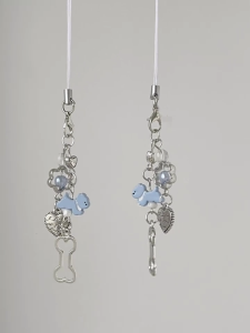 Thời Trang Màu Xanh Trái Tim Chó Điện Thoại Di Động Dây Đeo màu xanh dương quyến rũ Trái Tim Chó đồ trang trí treo lên đồ treo móc khóa Cho Điện Thoại