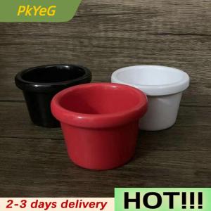 PkYeG Sauce Bowl Gravy Boats Round Glossy Melamine 6cm 50ml Black Mini Dipping Cup American Tableware for Cafe