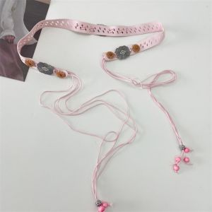 BAIXL Retro Ethnic Style Belt Flower Wax Line Bohemian Style Waist Chain Elegant Western Denim Women Woven Belt Dress Decoration