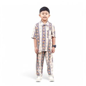 Setelan Piyama Anak Motif Garis Serat Katun Nyaman untuk Usia 1-10 Tahun