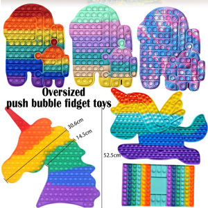 20/30/40/50cm Unicorn Big Size Pop It Fidget Toy Huge Rainbow Square Shape Cheap Sale Push Bounce Bubble Fidget Sensory with Dimple pop it🇹🇭 Big pop it Toy