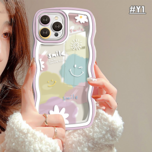 (Lokal Ready) Xinyu Casing hp OPPO Reno 8T 4G Reno 6 5G Reno 5 Reno 5F Reno 4F Wavy Kesing Senyum Lucu Cinta Hati Bunga Matahari Tepi Bergelombang Soft Case