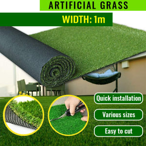 (Width:1m-2m Length:25m)Artificial turf artificial synthetic fake grass green turf carpet pet dog lawn mat with drainage holes suitable for indoor and outdoor courtyard garden landscape/custom size